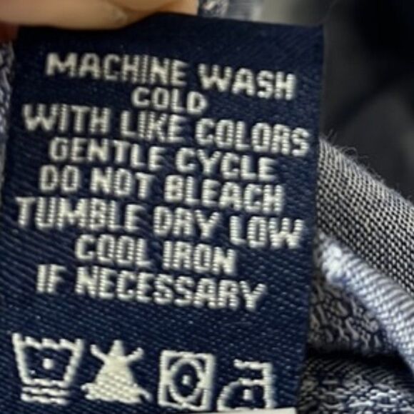 Max Edition Blue Chambray Striped Popover Top NWOT Size Large - Picture 9 of 9